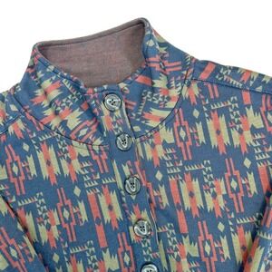 Men's Southwestern Henley Pullover Sweater KAVU Sz-L Long Sleeve Blue Outdoor